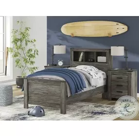 Frandern Gray Twin Bookcase Panel Bed