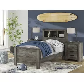 Frandern Rusti Warm Gray Twin Bookcase Headboard