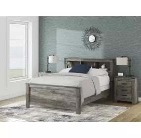 Frandern Rusti Warm Gray Queen Bookcase Headboard