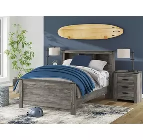 Frandern Rusti Warm Gray Full Bookcase Headboard