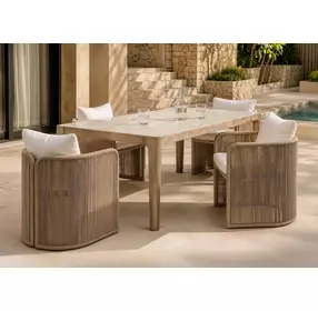 Trellis White Upholstered Outdoor Arm Chair