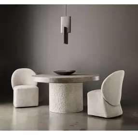 Monolith Beige 80" Round Extendable Dining Table