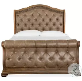 Durango Willadeene Brown And Hickory Queen Sleigh Upholstered Bed
