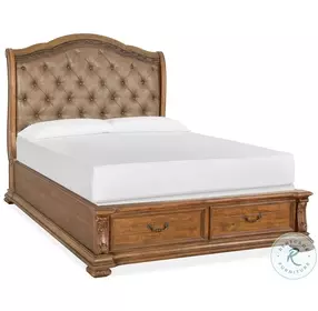 Durango Willadeene Brown And Hickory Upholstered Sleigh Storage Bedroom Set