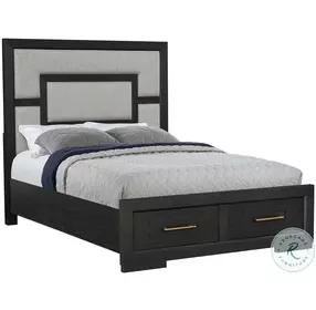 B00518 Charcoal Upholstered Platform Storage Bedroom Set