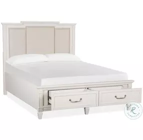 Willowbrook Egg Shell White Queen Upholstered Panel Storage Bed