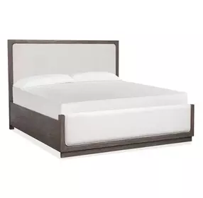 Ashford Lane Dark Umber and Milo Ivory King Upholstered Panel Bed