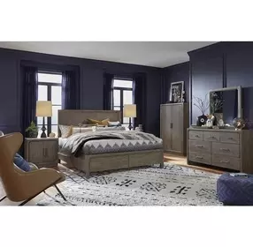Ashford Lane Dark Umber and Milo Ivory Queen Upholstered Panel Bed