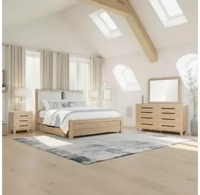 Cornerstone French Oak and White 3 Drawer Stone Top Nightstand