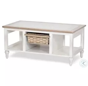 Ocean Mist Weathered White 1 Basket Rectangular Coffee Table