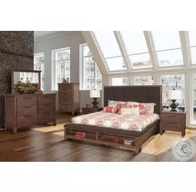 Cagney Chestnut King Upholstered Panel Bed
