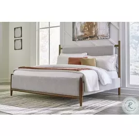 Lyncott Medium Brown And Gray Upholstered Queen Panel Bed