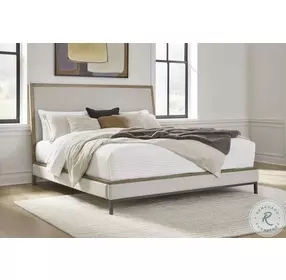 Tomtyn Light Beige And Brown Queen Upholstered Platform Bed