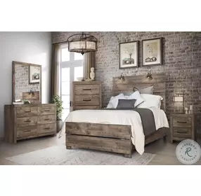Misty Lodge Greige Queen Panel Bed