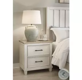 Shaybrock Antique White And Brown 2 Drawer Nightstand