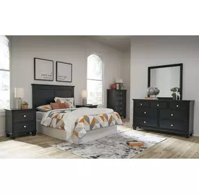 Lanolee Black 7 Drawer Dresser and Rectangular Mirror