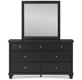 Lanolee Black 7 Drawer Dresser and Rectangular Mirror