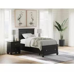 Lanolee Black Twin Storage Panel Bed