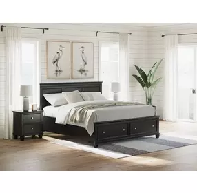 Lanolee Black California King Storage Panel Bed