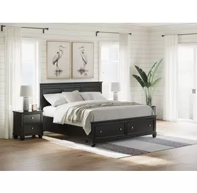 Lanolee Black King Storage Panel Bed