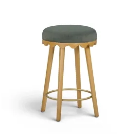 Oodle Green Performance Vegan Mohair Upholstered Counter Height Stool