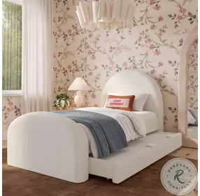 Moon Cream Boucle Twin Bed with Trundle