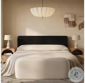 Isla Black Textured Velvet Queen Bed