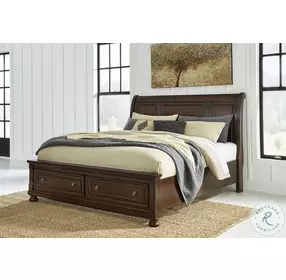 Porter Rustic Brown Sleigh King Storage Bed