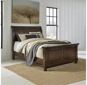 Porter Rustic Brown Queen Sleigh Bed
