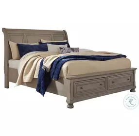 Lettner Light Gray Sleigh Storage Bedroom Set
