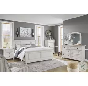 Robbinsdale Antique White King Sleigh Bed