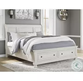 Robbinsdale Antique White Queen Sleigh Storage Bed