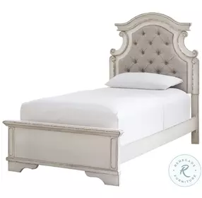 Realyn Chipped White Youth Upholstered Panel Bedroom Set