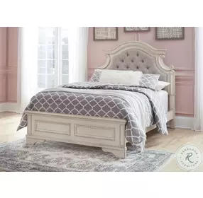 Realyn Chipped White Full Upholstered Panel Bed