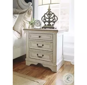 Realyn Chipped White 3 Drawer Nightstand