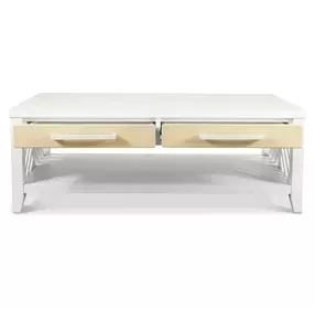Miramar Sand and Stark White Rectangular Cocktail Table with Casters