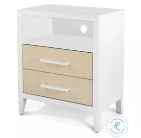 Oceanview Sand and Stark White 2 Drawer Woven Nightstand with USB Charging
