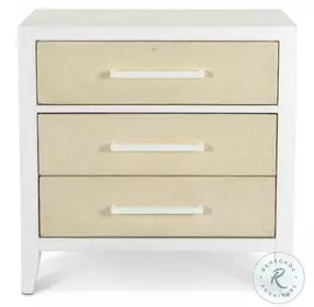 Oceanview Sand and Stark White 3 Drawer Woven Nightstand with USB Charging