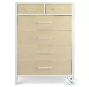 Oceanview Sand and Stark White 6 Drawer Woven Chest