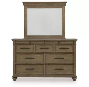 Waynely Medium Brown Dresser and Mirror