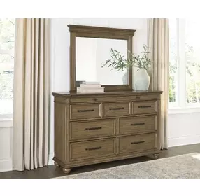 Waynely Medium Brown Dresser and Mirror