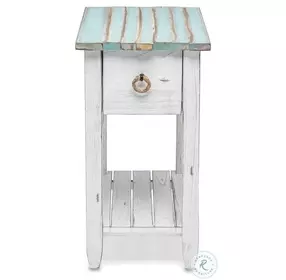 Garden Gate Distressed Bleu and White Rectangular Chairside Table