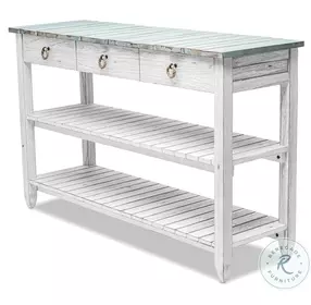Garden Gate Distressed Bleu and White Entertainment Center