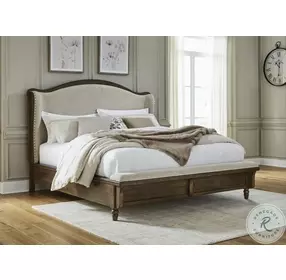 Sturlayne Cream And Brown Queen Upholstered Panel Bed