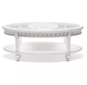 Monaco Blanc Oval Glass Top Occasional Table Set with Tray Insert