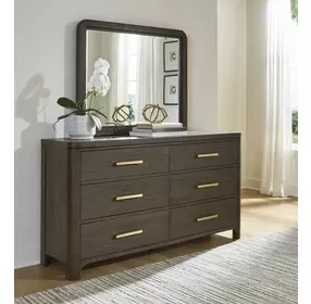 Darimore Burnished Brown 6 Drawer Dresser and Rectangular Mirror