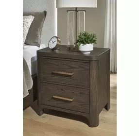 Darimore Rich Burnished Brown 2 Drawer Nightstand with USB Charging