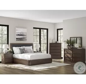 Kendamor Dark Brown California King Upholstered Panel Bed