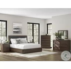 Kendamor Dark Brown King Upholstered Panel Bed