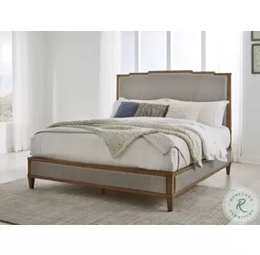Sharlance Light Brown California King Upholstered Panel Bed